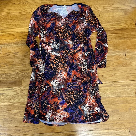 Maxi Faux Wrap Dress with Side Tie Hippie Indie Boho Hippster Plus Size 1X - Picture 15 of 15